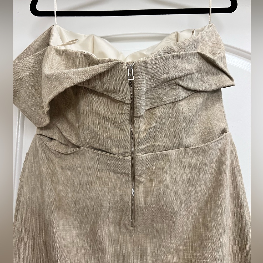 NWT Zara Structured Strapless Dress with One off the Shoulder Sleeve - Picture 10 of 12